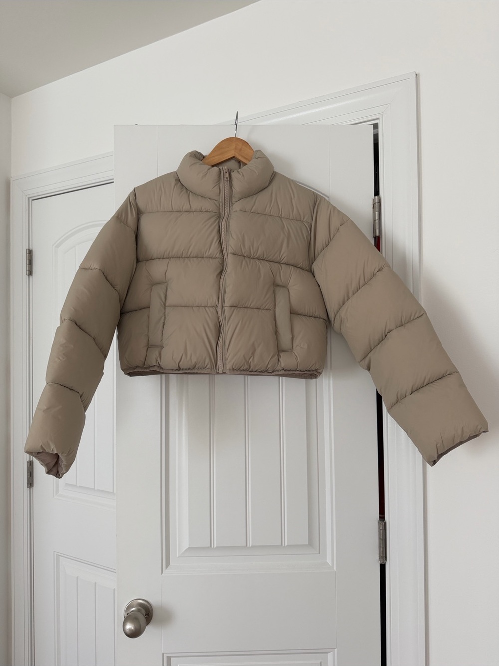 ASOS Beige Cropped Puffer Jacket